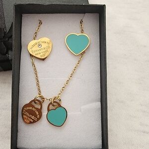 Gold and Turquoise Heart Necklace Sets